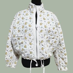 BLANKNYC Quilted Cropped Jacket Sun Bathed Floral Retro Cottagecore Fall Summer